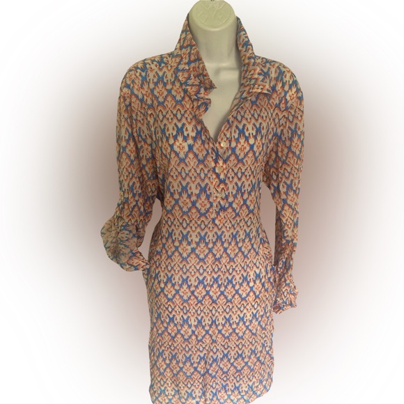 Roller Rabbit Blue and Orange Geometric Dress - Picture 1 of 5